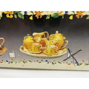 Wong's Polyresin Fine Collectible Miniature Tea Set Sunflower 10PCS Hand Crafted